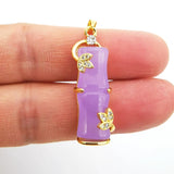 Green Purple Jades Bamboo Stone Pendant Necklace