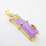 Green Purple Jades Bamboo Stone Pendant Necklace
