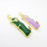 Green Purple Jades Bamboo Stone Pendant Necklace