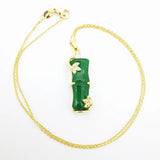 Green Purple Jades Bamboo Stone Pendant Necklace
