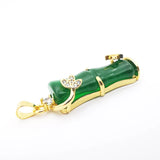Green Purple Jades Bamboo Stone Pendant Necklace