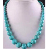 6-14mm Turkey Turquoise Rounds Beads Necklace