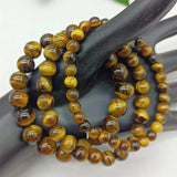 Yellow Tiger Eye Round Beads Bracelet 7.5 Inch Women's Jewelry