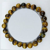 Yellow Tiger Eye Round Beads Bracelet 7.5 Inch Women's Jewelry