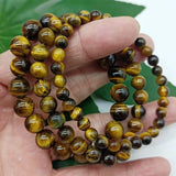 Yellow Tiger Eye Round Beads Bracelet 7.5 Inch Women's Jewelry