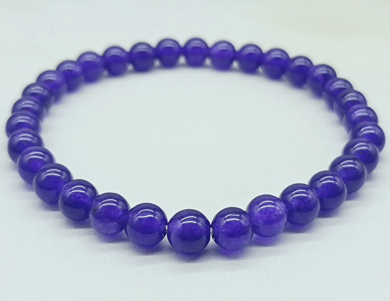 6mm Amethyst Beads Stretch Bracelet 7.5in Jewelry Gift Women