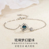 925 Silver Gem Planet Lucky Chain Bracelet Bridal Gift
