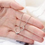 925 Silver Double Circle Heart Zircon Necklace For Women