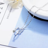 925 Silver Double Circle Heart Zircon Necklace For Women