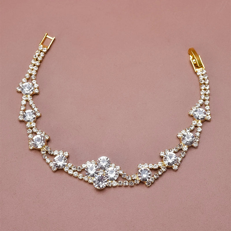 Charming Bride Wedding Bracelet Crystal Rhinestone Wide Princess Jewelry