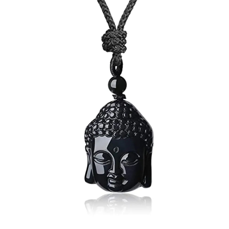 Buddha Jade Head Stone Prayer Pendant Necklace