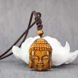 Charming Buddha Jade Head Stone Pendant Necklace