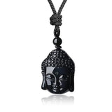 Buddha Jade Head Stone Prayer Pendant Necklace
