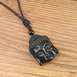 Buddha Jade Head Stone Prayer Pendant Necklace