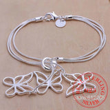 Butterfly Pattern Bracelets 925 Silver CZ Women Wedding