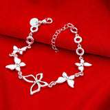 Charming Butterfly Pattern Bracelets Real 925 Sterling Silver Cubic Zirconia