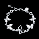 Charming Butterfly Pattern Bracelets Real 925 Sterling Silver Cubic Zirconia
