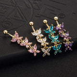 Butterfly Surgical Steel Belly Button Piercing with Zircon