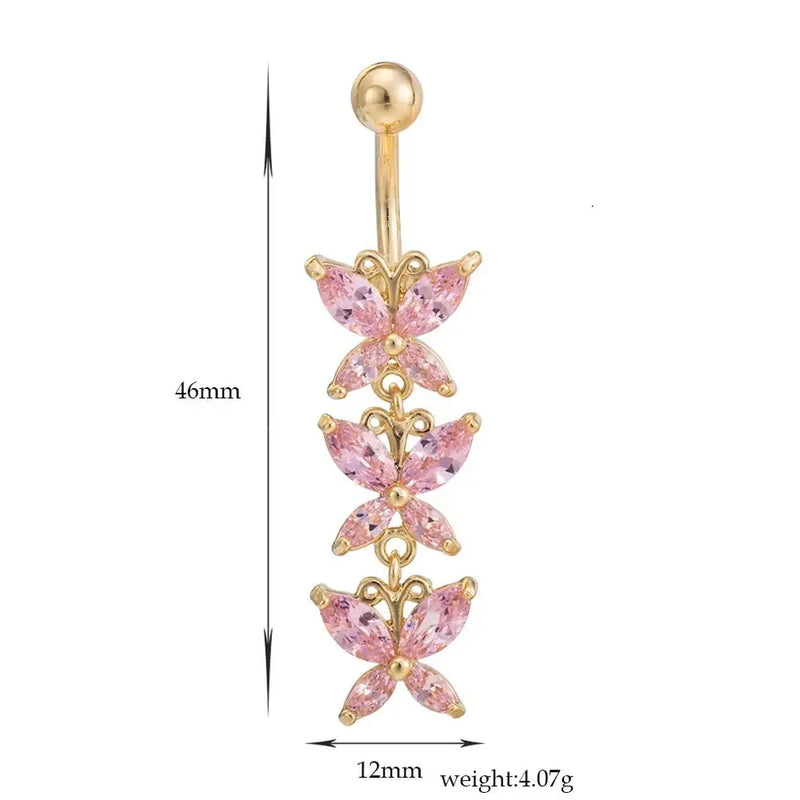 Butterfly Surgical Steel Belly Button Piercing with Zircon