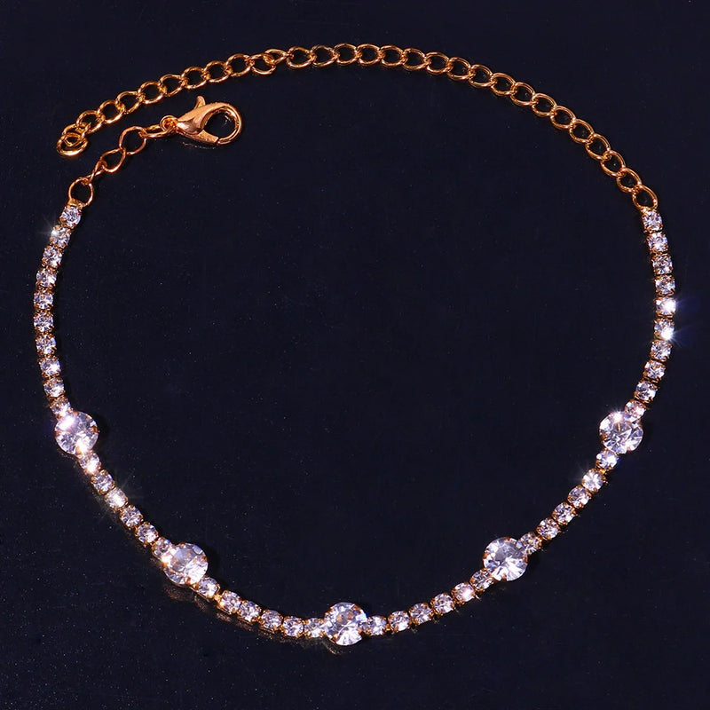 Crystal Ankle Bracelet Round Pendant Sandal Anklet