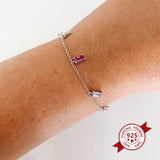 925 Silver Chain Rainbow Zircon Necklace