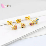 Crystal Stud Earrings 925 Sterling Silver for Women Girls Wedding Gift