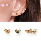 Crystal Stud Earrings 925 Sterling Silver for Women Girls Wedding Gift