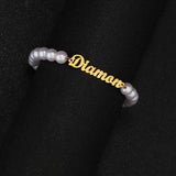 Pearl Letter Name Bracelet Stainless Steel Chain for Women