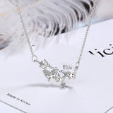 Charming Micro CZ Butterfly Necklace 925 Sterling Silver Chain Choker