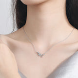Charming Micro CZ Butterfly Necklace 925 Sterling Silver Chain Choker