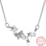 Charming Micro CZ Butterfly Necklace 925 Sterling Silver Chain Choker