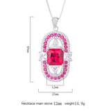 Charming Emerald Purple Red Corundum Geometric Square Round Pendant Necklace