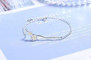 925 Sterling Silver Flower Art Bracelet Stackable Peach Cherry Blossom Branch