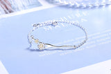 925 Sterling Silver Flower Art Bracelet Stackable Peach Cherry Blossom Branch