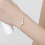 925 Sterling Silver Flower Art Bracelet Stackable Peach Cherry Blossom Branch