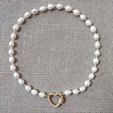 Freshwater Pearl Necklace Spiral Buckle Dangle Naszyjnik