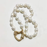 Freshwater Pearl Necklace Spiral Buckle Dangle Naszyjnik