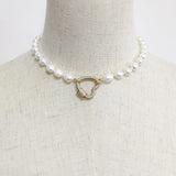 Freshwater Pearl Necklace Spiral Buckle Dangle Naszyjnik