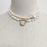 Freshwater Pearl Necklace Spiral Buckle Dangle Naszyjnik
