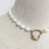 Freshwater Pearl Necklace Spiral Buckle Dangle Naszyjnik