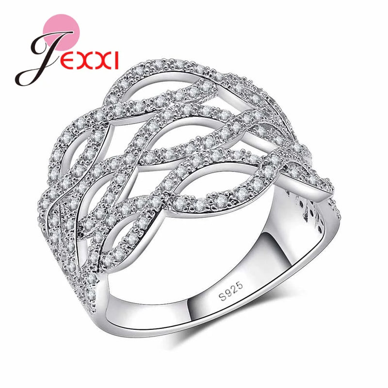 Zircon Crystal Infinite Ring 925 Silver Jewelry