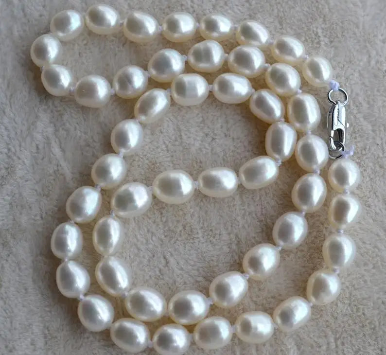 Charming Girl Gift Pearl Necklace, 6-7mm Rice Natural Pearl