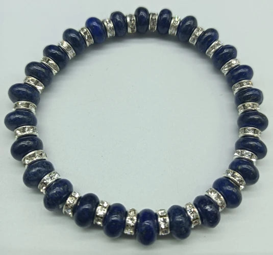 5x8mm Lapis Lazuli Abacus Bead Bracelet 7.5 Inch