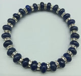 5x8mm Lapis Lazuli Abacus Bead Bracelet 7.5 Inch