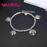 925 Silver CZ Life Tree Bracelet Bangle Girl Gift