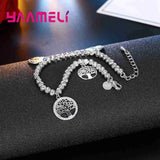 925 Silver CZ Life Tree Bracelet Bangle Girl Gift