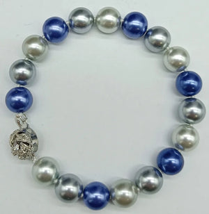 Multicolor 10mm Shell Pearl Bead Bracelet 7.5 Inch Women's Jewelry