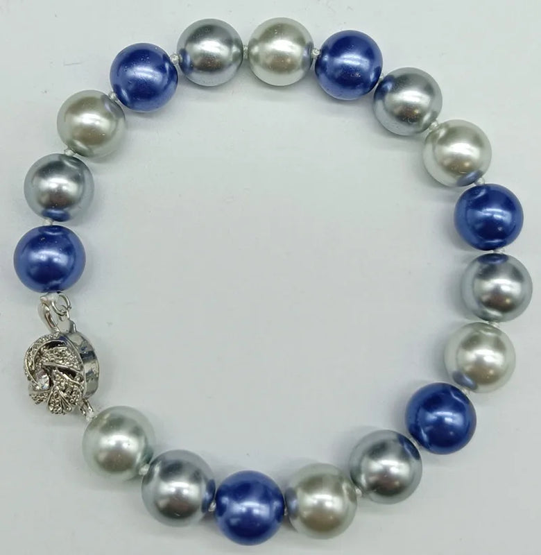 Multicolor 10mm Shell Pearl Bead Bracelet 7.5 Inch Women's Jewelry