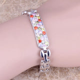 Multicolor Multigem Link Chain Bracelet 7.5 inch