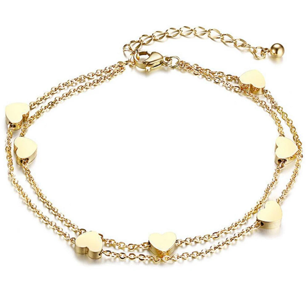 Charming Double Heart Bracelets & Bangles Set